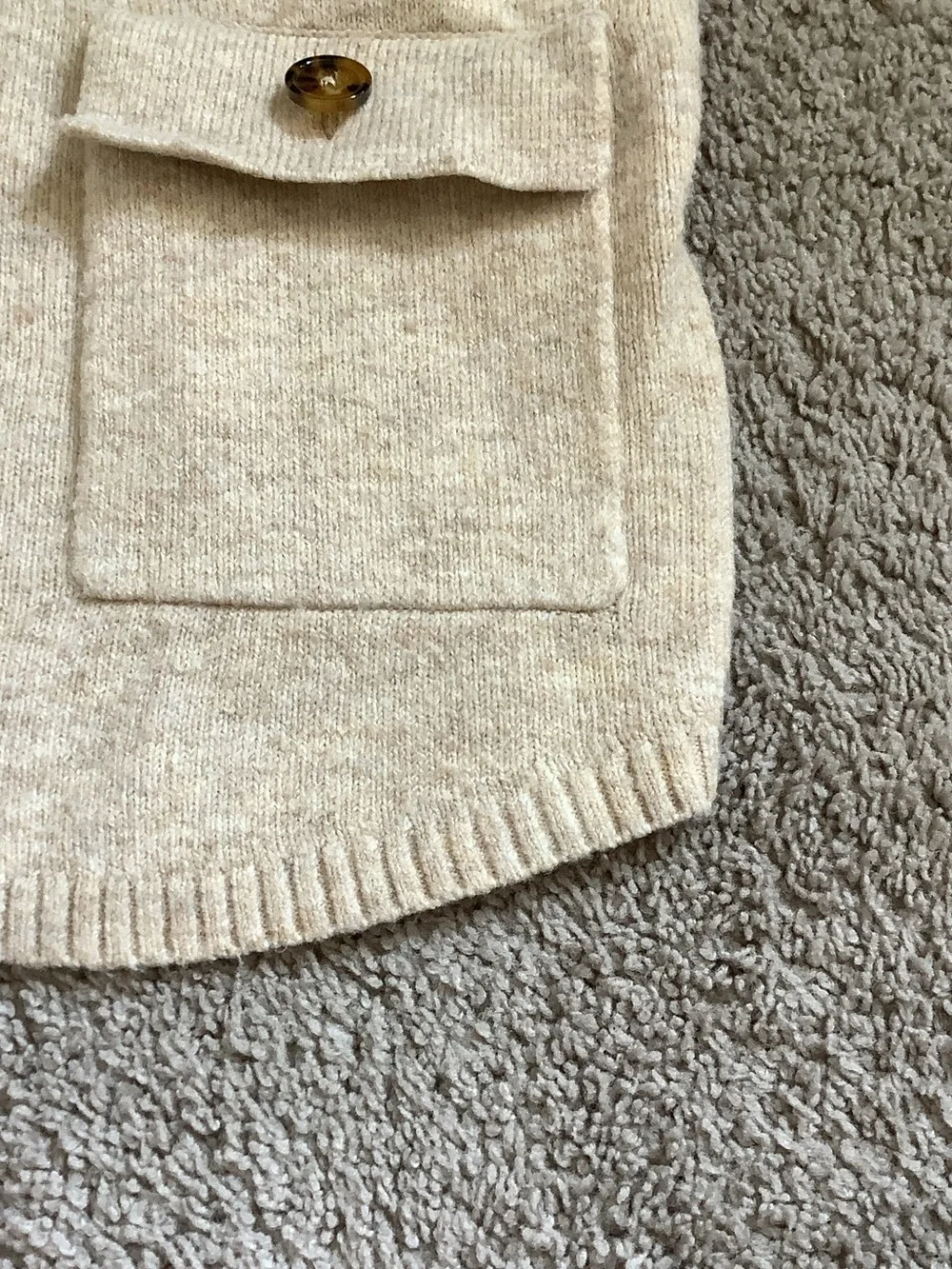 Zara Cream Knit Collared Sweater Jacket